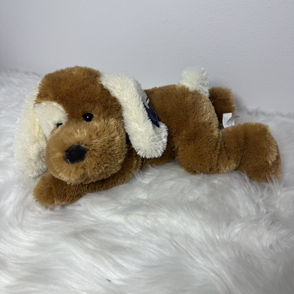 Applause FLUFF Puppy Dog Plush Floppy Stuffed Animal Russ Tan White Ears 49387